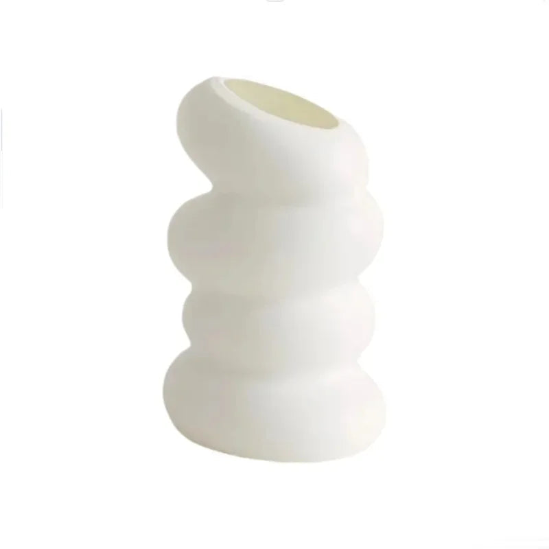 2 Pcs Plastic Spiral White Vase Nordic Creative Flower