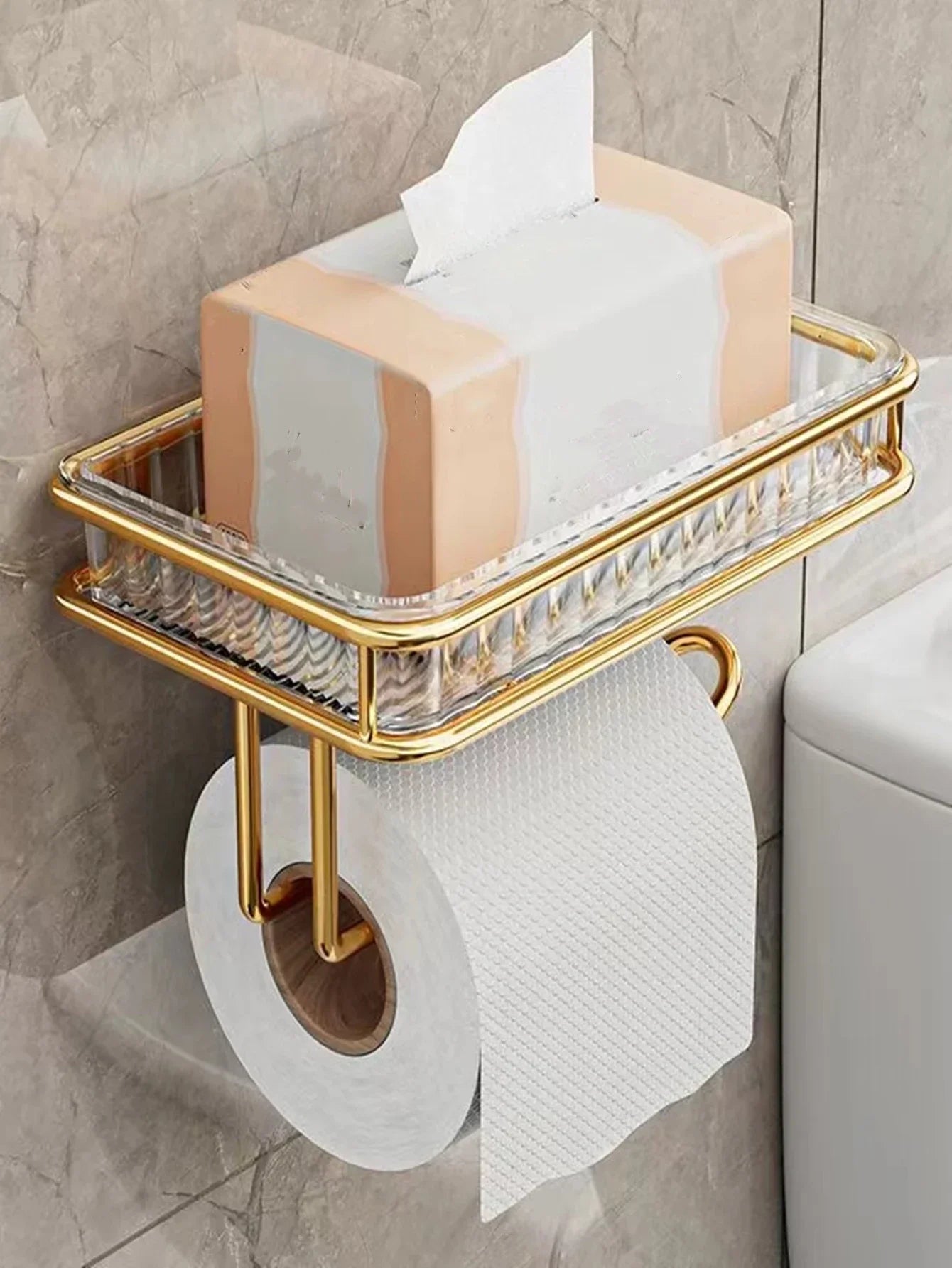 Light Luxury Bathroom Tissue Box Rack