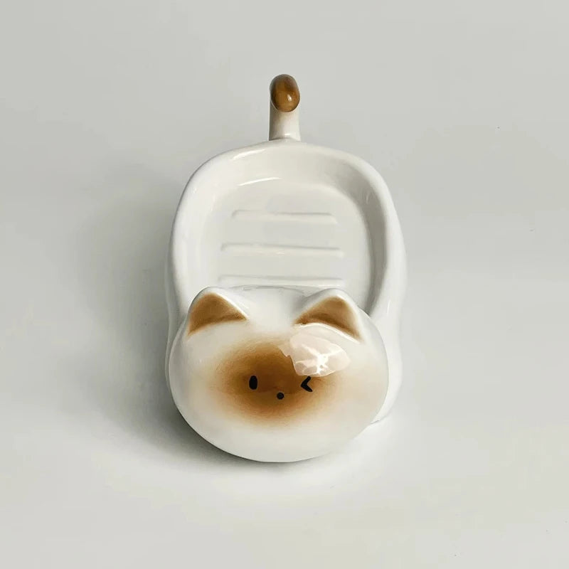 Cat Ceramic Soap Box