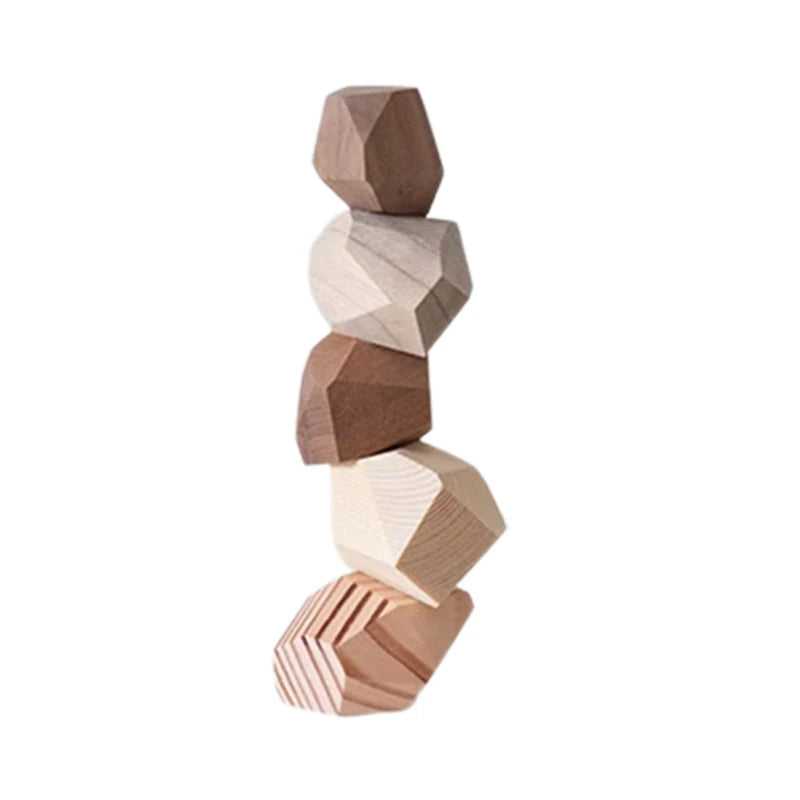 Solid Wood Stone Shape Fun Art Ornaments