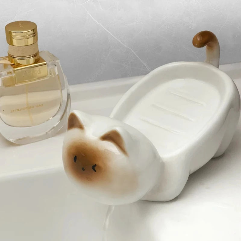 Cat Ceramic Soap Box