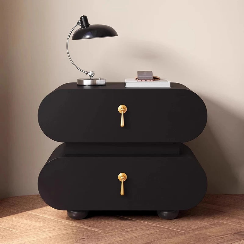 Unique Wooden Nightstands Modern Bedside Brown Drawers Minimalist Bedsides Table