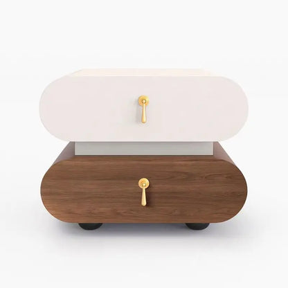 Unique Wooden Nightstands Modern Bedside Brown Drawers Minimalist Bedsides Table