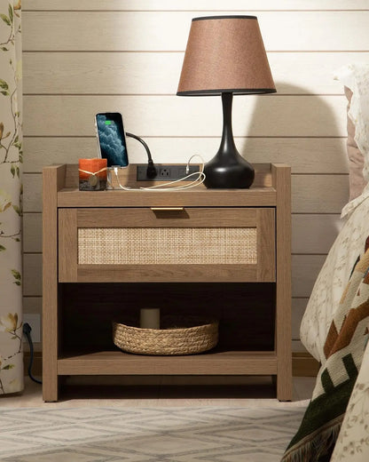 Vine Bedside Table With Type-C Charging Station
