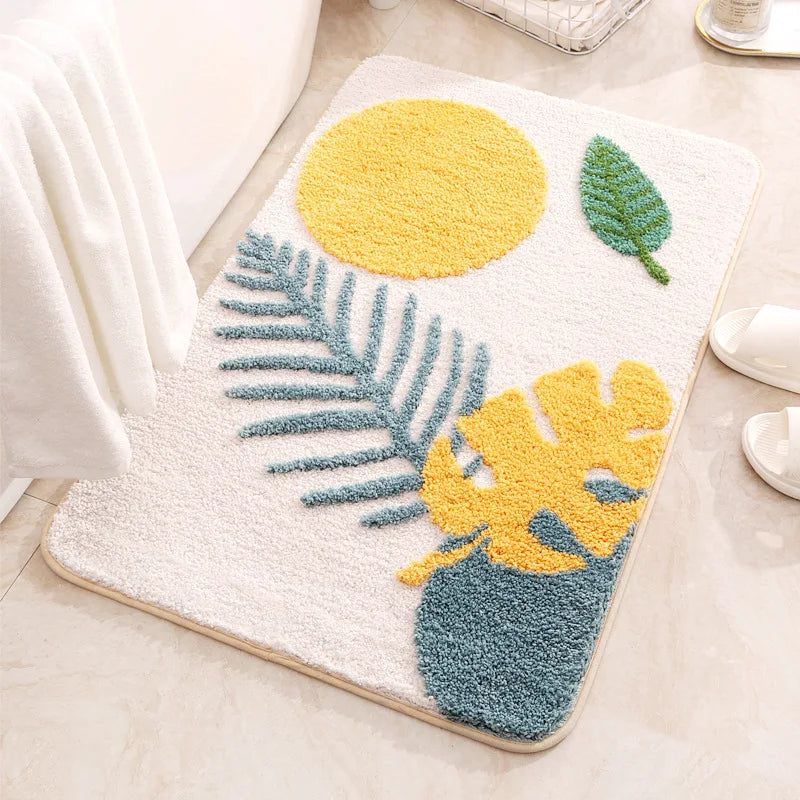 Leaves Bathroom Rugs Non-Slip Soft Microfiber Bath Mat