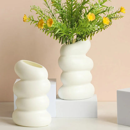 2 Pcs Plastic Spiral White Vase Nordic Creative Flower