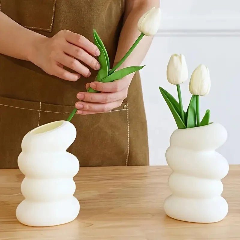 2 Pcs Plastic Spiral White Vase Nordic Creative Flower