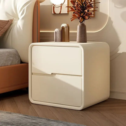 Solid Wood Bedside Cabinet Simple Modern Cream Furniture Nightstand