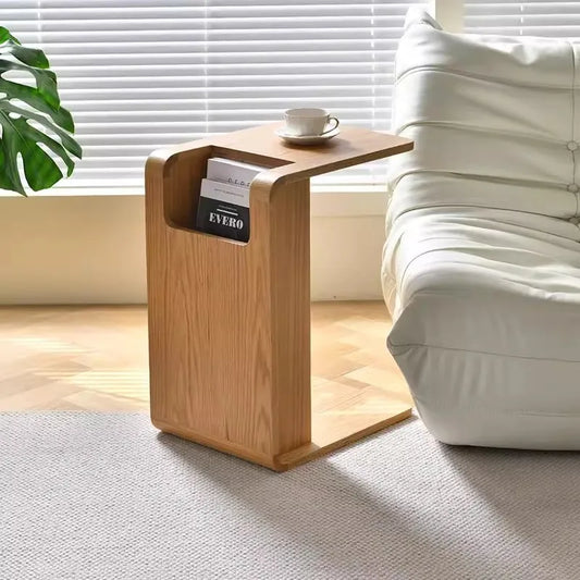Nordic Solid Wood C-Shaped Sofa Side Table