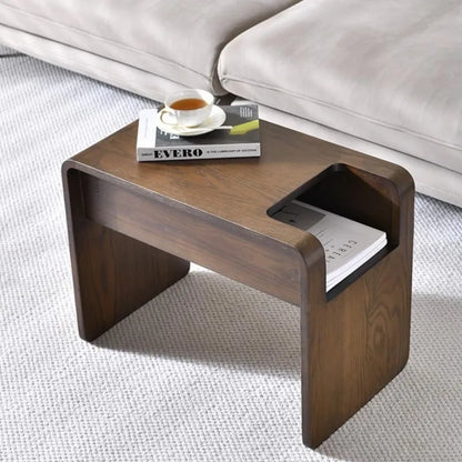Nordic Solid Wood C-Shaped Sofa Side Table