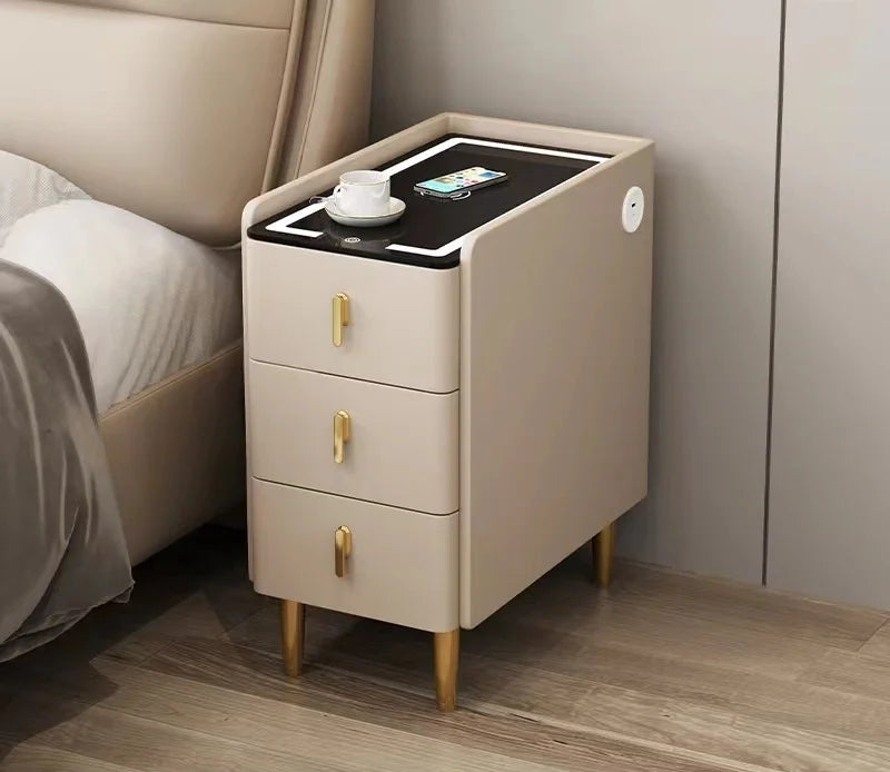 Nordic Style Intelligent Solid Wood Bedside Table