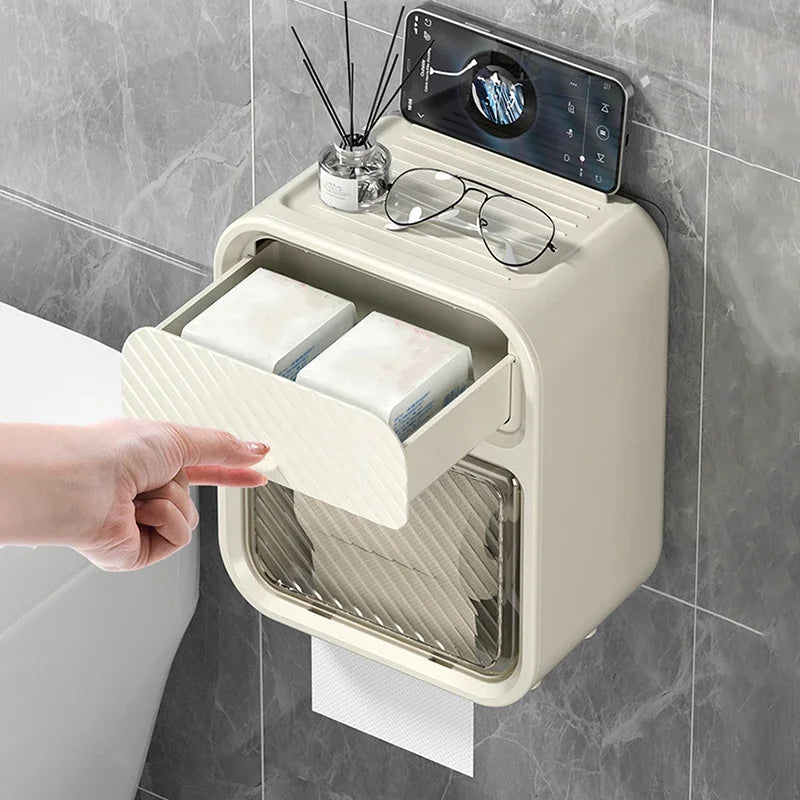 Multifunctional Double Layer Toilet Paper Storage Box