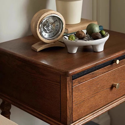 Nordic Retro Bedside Table French Solid Wood Bedroom Black Storage