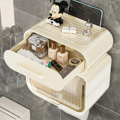 Multifunctional Wall-Mounted Tissue Box With Storage Shelf