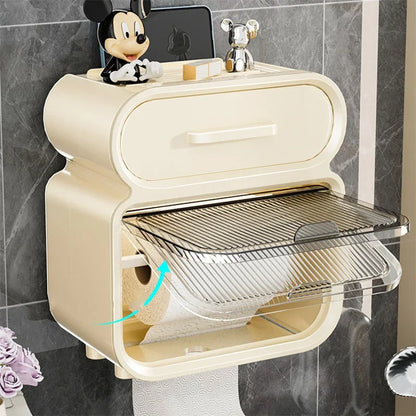 Multifunctional Wall-Mounted Tissue Box With Storage Shelf