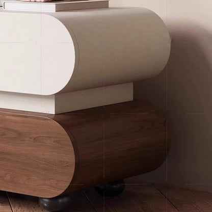 Unique Wooden Nightstands Modern Bedside Brown Drawers Minimalist Bedsides Table