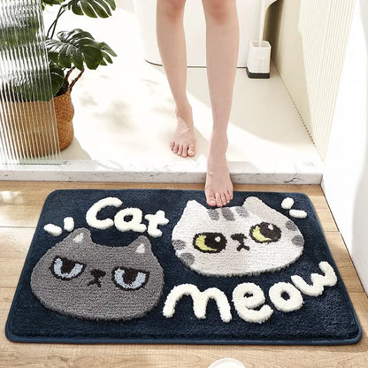 Cute Cartoon Bath Mat High Quality Flocked Microfiber Bathroom Rug