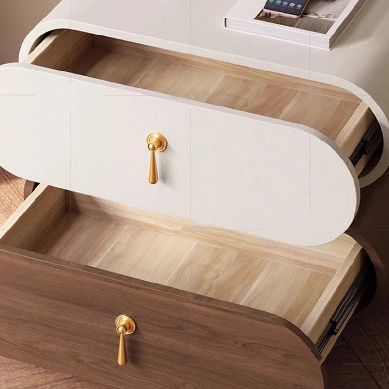 Unique Wooden Nightstands Modern Bedside Brown Drawers Minimalist Bedsides Table