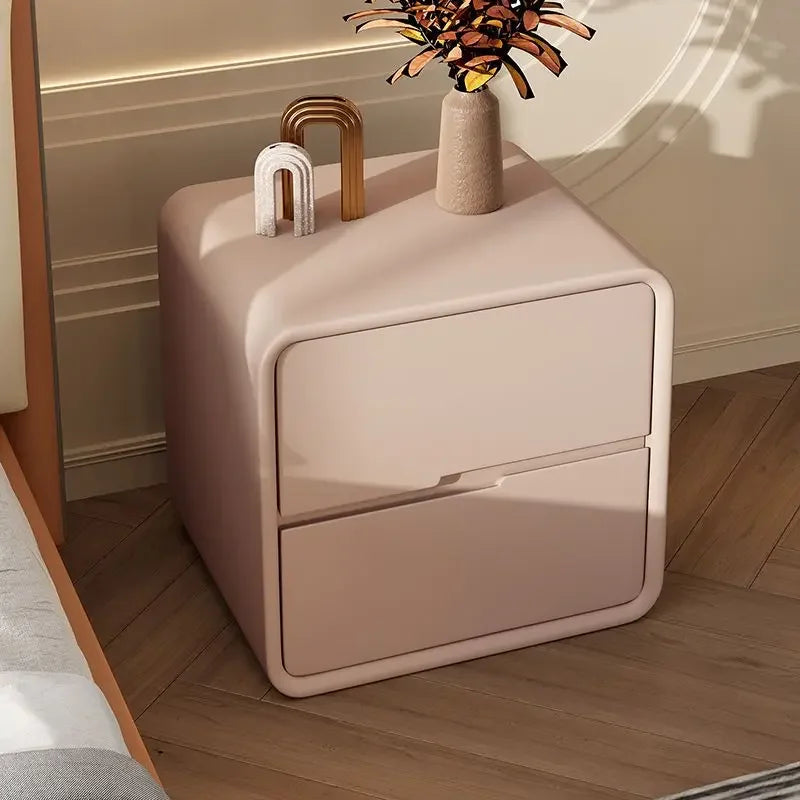 Solid Wood Bedside Cabinet Simple Modern Cream Furniture Nightstand