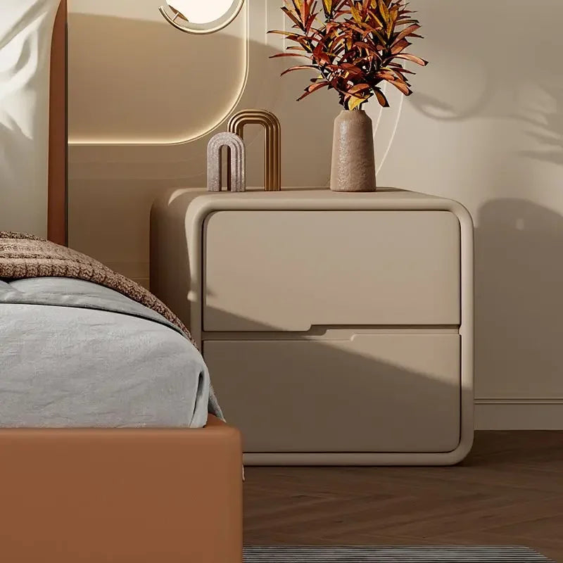 Solid Wood Bedside Cabinet Simple Modern Cream Furniture Nightstand