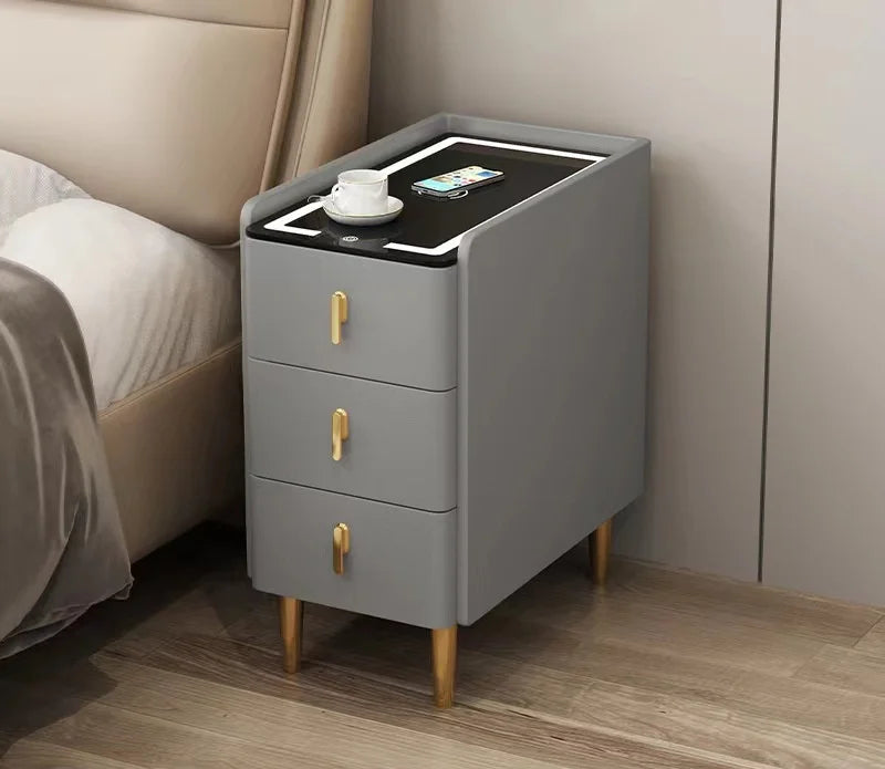Nordic Style Intelligent Solid Wood Bedside Table
