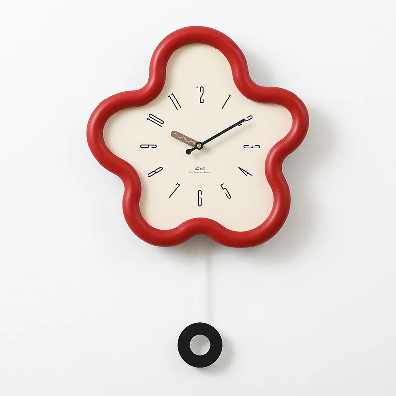 Cream Style Living Room Wall Clock Minimalist Digital Clock