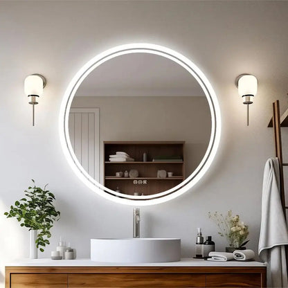 Large Round LED Bathroom Vanity Mirror Anti-Fog With Brighter Lights