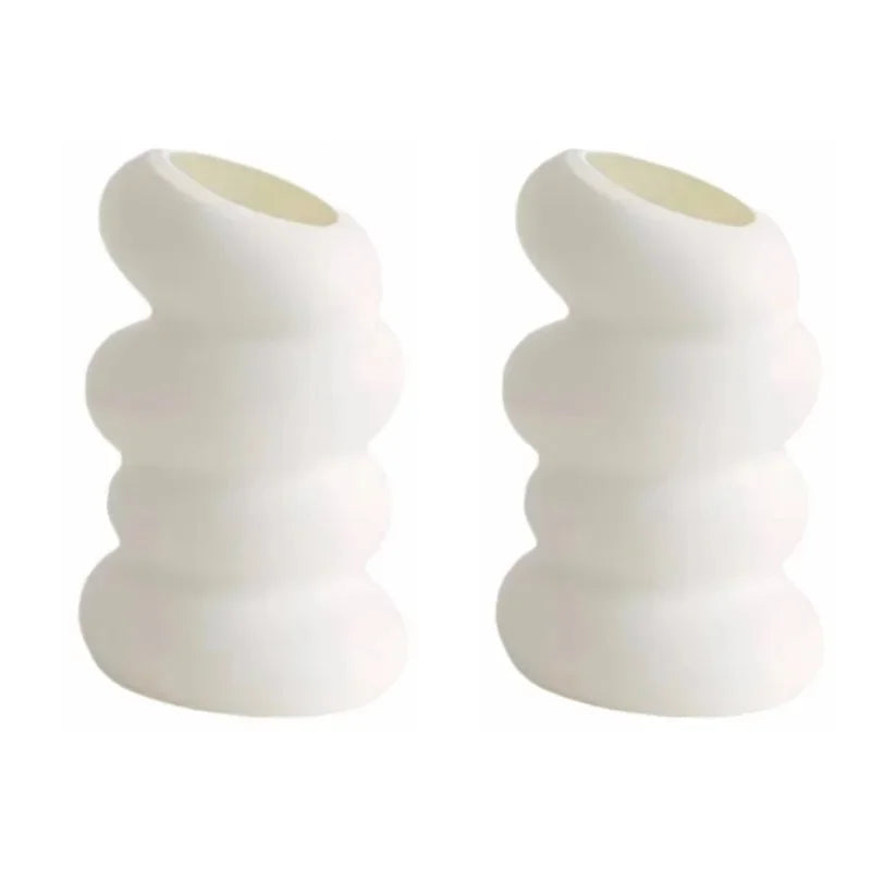 2 Pcs Plastic Spiral White Vase Nordic Creative Flower