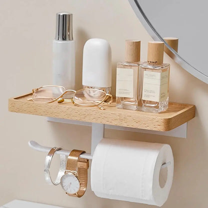 Wooden Tissue Rack Wall Hanging Paper Roll Holder
