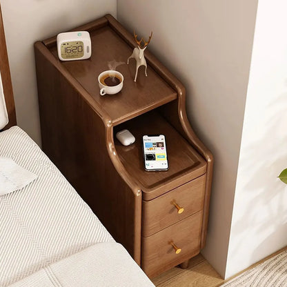 Solid Wood Nightstand With Storage