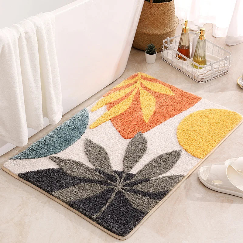 Leaves Bathroom Rugs Non-Slip Soft Microfiber Bath Mat