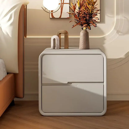 Solid Wood Bedside Cabinet Simple Modern Cream Furniture Nightstand