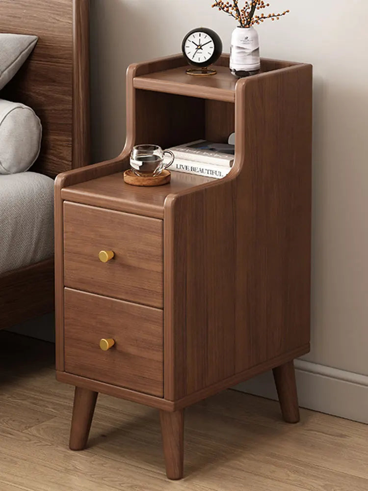 Solid Wood Nightstand With Storage