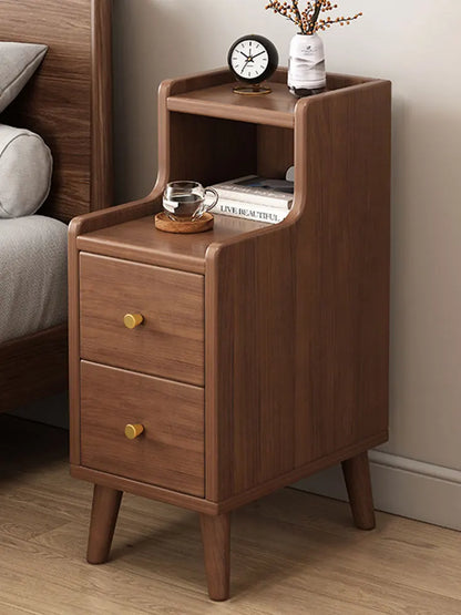 Solid Wood Nightstand With Storage