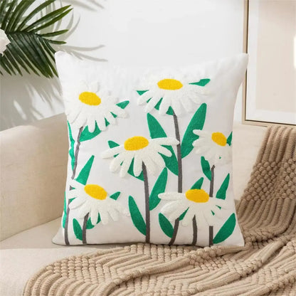 1 Pc Boho Floral Tufted Decorative Throw Pillow Cover