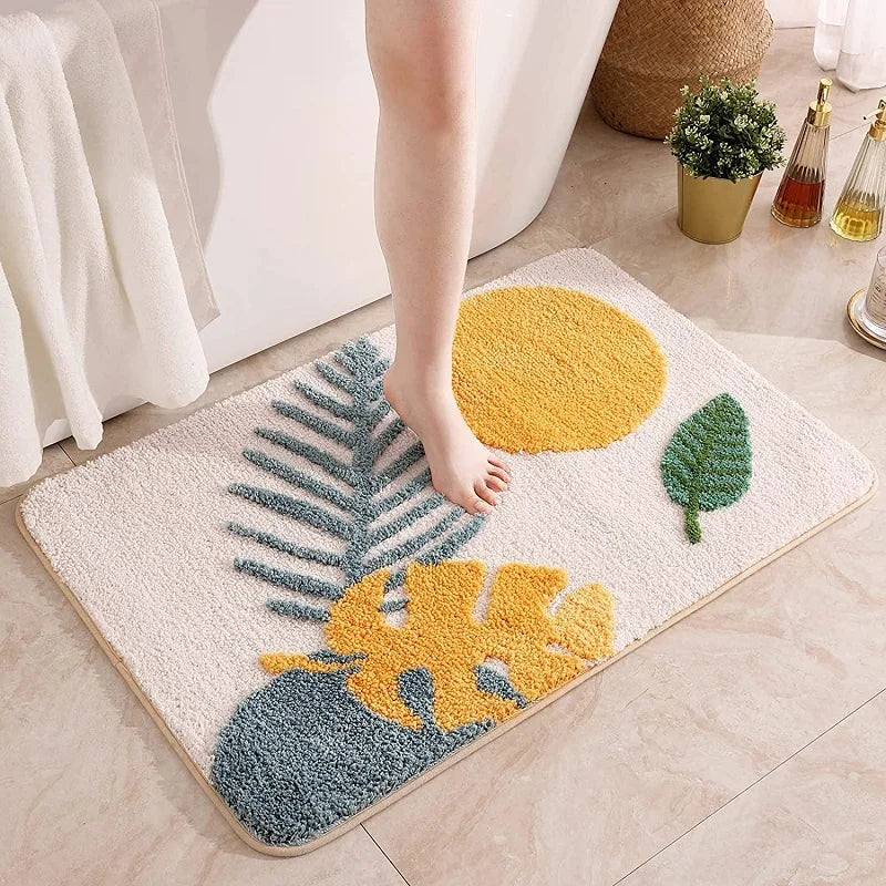 Leaves Bathroom Rugs Non-Slip Soft Microfiber Bath Mat