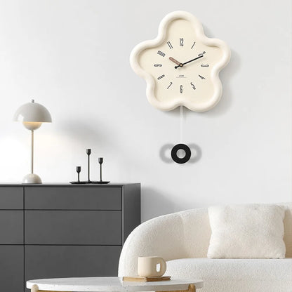 Cream Style Living Room Wall Clock Minimalist Digital Clock
