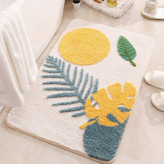 Leaves Bathroom Rugs Non-Slip Soft Microfiber Bath Mat