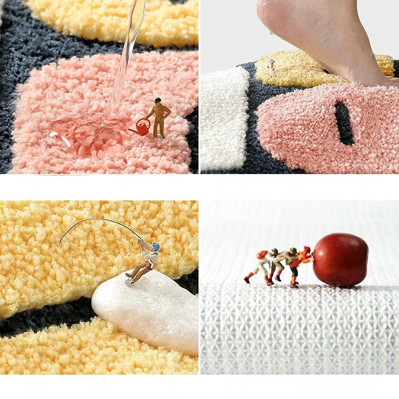 Cute Cartoon Bath Mat High Quality Flocked Microfiber Bathroom Rug