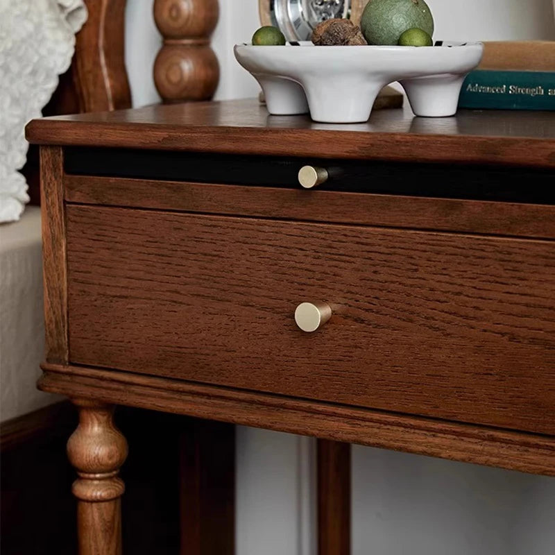 Nordic Retro Bedside Table French Solid Wood Bedroom Black Storage