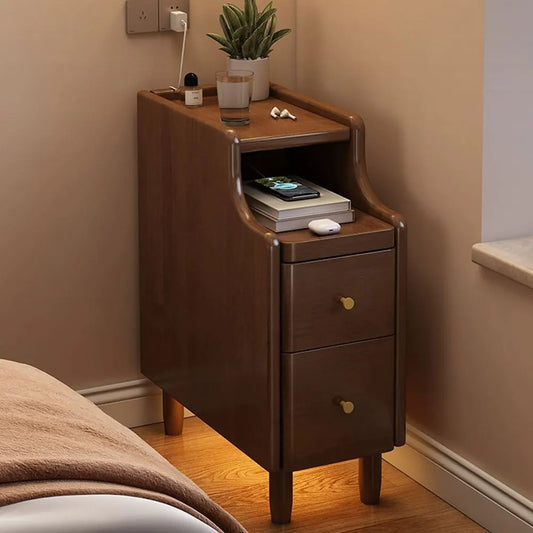 Solid Wood Nightstand With Storage
