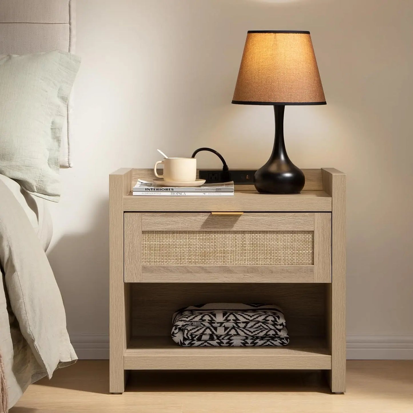 Vine Bedside Table With Type-C Charging Station