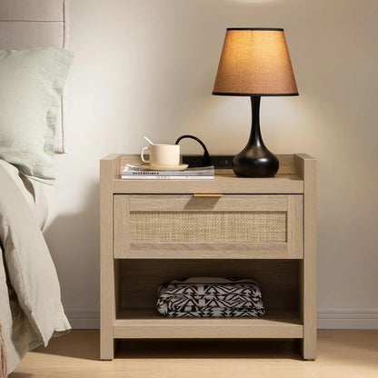 Vine Bedside Table With Type-C Charging Station