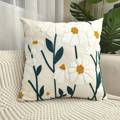 1 Pc Boho Floral Tufted Decorative Throw Pillow Cover