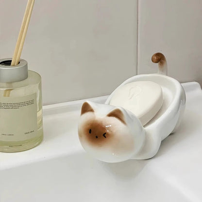 Cat Ceramic Soap Box