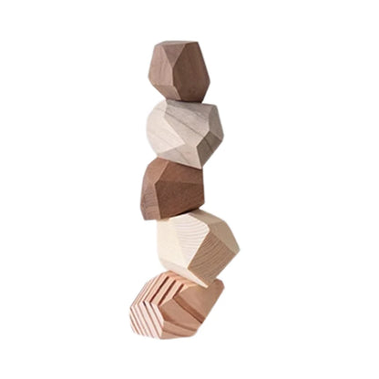 Solid Wood Stone Shape Fun Art Ornaments