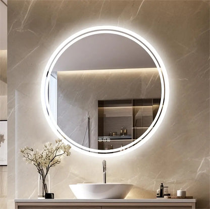 Large Round LED Bathroom Vanity Mirror Anti-Fog With Brighter Lights