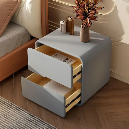 Solid Wood Bedside Cabinet Simple Modern Cream Furniture Nightstand