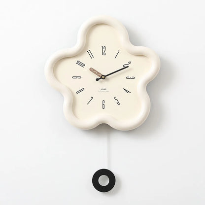 Cream Style Living Room Wall Clock Minimalist Digital Clock